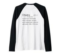 Otaku Dizionario Definizione Anime Manga Giappone Meme ON Back Maglia con Maniche Raglan