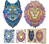 OTAKUKID® - Puzzle di animali in legno - Leone & Lupo Jigsaw Puzzles - Rompicapo/Rompicapo per adulti e bambini - Idea regalo - 150 pezzi & 150 pezzi