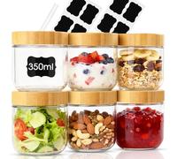 Otauoaea 6 Pezzi Barattolo Vetro con Coperchio,350ml Vasetti per Yogurt Overnight Oats Jar, Vasetti Vetro per Conserve,Muesli Cup per Yogurt, Overnight Oats Piccoli, Barattoli con Coperchio