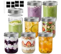 Otauoaea 8 Pezzi Barattoli di Vetro con Coperchio 500ml Mason Jar, Contenitore per Conserve, Vasetti Vetro con Coperchio, Vasetti per Marmellata, Miele, Overnight Oats, Vasetto di Yogurt