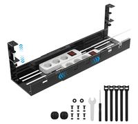 Otauoaea Raccogli Cavi Scrivania - Retrattile 40-74 cm Cable Management - Portacavi Sotto Scrivania - Nascondi Cavi Scrivania per la Gestione di Cavi e Prese - Canalina Passacavi - No Fori da Trapano
