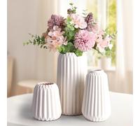 Otauoaea Set di 3 Vasi in Ceramica, Vaso Decorativo da Interno Moderni Vaso Bianco, Vasi Deco Minimalista Boho Stile Decor per soggiorno, matrimonio, cena, tavolo, Ufficio Camera da letto
