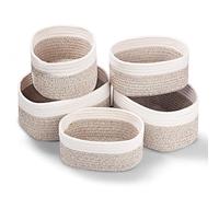 Otauoaea Set di 5 Cestini Portaoggetti,Piccoli Cestini in Cotone Intrecciato per Camera, Bagno e Mensole,Corda di Cotone per Bambini Bambina,Impilabile Organizer Fasciatoio