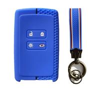 Otayee Custodia per Chiavi in Silicone per Auto Coperchio Misura per Renault Captur Megane Talisman Espace Clio Zoe Koleos Scenic 4 Arkana Dacia Sandero (Blu + portachiavi)
