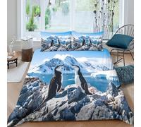 OTBSDNKZZ Antarctic penguinscopripiumino ultra microfibra 3 Pezzi stampa 3D con cerniera Wildlife nature scene Set Di Copripiumino con federa soffice morbida for adolescenti Single（140x200cm）