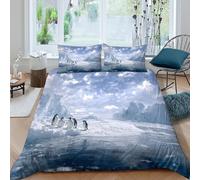 OTBSDNKZZ Antarctic penguinsSet Di Copripiumino morbida 3 pezzi motivo 3D con cerniera Wildlife nature scene copripiumino con federa traspirante for bambini adulti ragazzi Single（140x200cm）