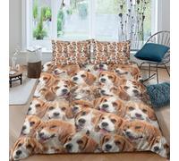 OTBSDNKZZ Beagle facesSet Di Copripiumino ultra microfibra 3 Pezzi stampa 3D con cerniera cute animal collage copripiumino con federa soffice ultra morbido e traspirante for bambini Single（135x200cm）