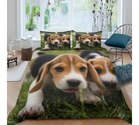 OTBSDNKZZ beagle puppiesSet Di Copripiumino morbida Set di 3 Pezzi stampa di 3D con cerniera cute playful style copripiumino con federa traspirante for bambini adulti ragazzi Double（200x200cm）