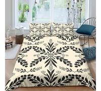 OTBSDNKZZ black floral patternSet Di Copripiumino ultra microfibra 3 pezzi motivo 3D con cerniera classic botanical copripiumino con federe traspirante ultra morbido for coppie Super king（260x220cm）