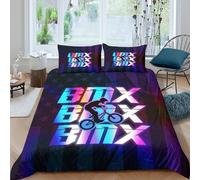 OTBSDNKZZ BMX bike actioncopripiumino microfibra Set di 3 Pezzi stampa 3D con cerniera urban street style Set Di Copripiumino con federe traspirante morbida for ragazzi King（220x240cm）