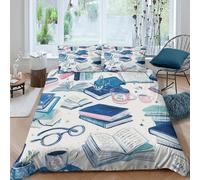 OTBSDNKZZ book lover scenecopripiumino microfibra 3 Pezzi stampa di 3D cerniera nascosta illustrated cozy style Set Di Copripiumino con federe per cuscini traspirante for adulti King（220x240cm）