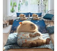OTBSDNKZZ Capybara sleepingcopripiumino microfibra morbida 3 Pezzi stampa 3D cerniera nascosta Cartoon cozy bedtime Set Di Copripiumino con federe per cuscini soffice for adulti Double（200x200cm）