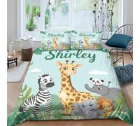 OTBSDNKZZ Cartoon animal friendsSet Di Copripiumino morbida 3 Pezzi stampa 3D con cerniera Children's jungle copripiumino incluso federe aiosa for bambini adulti ragazzi Single（140x200cm）