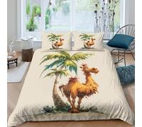 OTBSDNKZZ Cartoon camelcopripiumino ultra microfibra Set di 3 Pezzi stampa 3D con cerniera Fun desert animal illust Set Di Copripiumino incluso federe aiosa morbida for adolescenti Double（200x200cm）