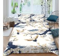 OTBSDNKZZ cherry blossoms birdsSet Di Copripiumino microfibra 3 Pezzi stampa di 3D cerniera nascosta oriental ink paint copripiumino con federe traspirante ultra morbido for coppie Single（140x200cm）