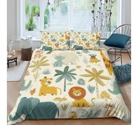 OTBSDNKZZ Childrens jungle animalsSet Di Copripiumino morbida microfibra 3 Pezzi stampa 3D con cerniera Cartoon safari copripiumino incluso federe aiosa ultra morbido for ragazze Single（135x200cm）