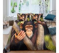 OTBSDNKZZ Chimpanzee babySet Di Copripiumino morbida Set di 3 Pezzi stampa di 3D con cerniera Wild animal photography copripiumino incluso federe aiosa for bambini adulti ragazzi King（220x240cm）