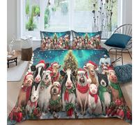 OTBSDNKZZ Christmas animalsSet Di Copripiumino microfibra morbida 3 Pezzi stampa 3D con cerniera Festive farm scene copripiumino con federe traspirante ultra morbido for ragazze King（220x240cm）