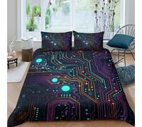 OTBSDNKZZ circuit boardcopripiumino ultra microfibra Set di 3 Pezzi stampa 3D con cerniera digital tech design Set Di Copripiumino incluso federe aiosa morbida for adolescenti Double（200x200cm）