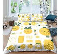 OTBSDNKZZ Citrus fruitsSet Di Copripiumino ultra microfibra 3 pezzi motivo 3D con cerniera kawaii illustration style copripiumino con federe traspirante ultra morbido for coppie Single（140x200cm）