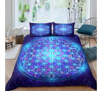 OTBSDNKZZ Cosmic FlowerSet Di Copripiumino ultra microfibra 3 Pezzi stampa 3D con cerniera Neon Sacred Geometry copripiumino incluso federe aiosa ultra morbido for ragazze Single（140x200cm）