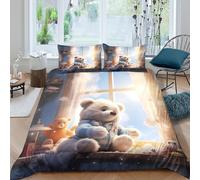 OTBSDNKZZ Cozy teddy bearcopripiumino microfibra 3 Pezzi stampa di 3D con cerniera Kids room decor style Set Di Copripiumino incluso federe aiosa morbida for ragazzi Double（200x200cm）