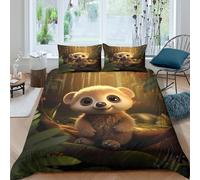 OTBSDNKZZ Cute animal babySet Di Copripiumino ultra microfibra 3 pezzi motivo 3D con cerniera Forest whimsical style copripiumino con federe traspirante ultra morbido for ragazze King（220x240cm）
