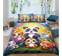 OTBSDNKZZ Cute animal friendsSet Di Copripiumino ultra microfibra 3 pezzi motivo 3D cerniera nascosta Cartoon jungle scene copripiumino incluso federe aiosa ultra morbido for coppie King（220x240cm）