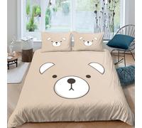 OTBSDNKZZ cute bear faceSet Di Copripiumino morbida 3 Pezzi stampa 3D con cerniera minimalist cartoon style copripiumino incluso federe aiosa for bambini adulti ragazzi Single（135x200cm）
