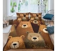 OTBSDNKZZ Cute bear facesSet Di Copripiumino microfibra 3 pezzi motivo 3D con cerniera Cartoon animal illust copripiumino incluso federe aiosa ultra morbido for coppie King（220x240cm）