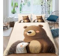 OTBSDNKZZ Cute bearSet Di Copripiumino microfibra 3 Pezzi stampa di 3D cerniera nascosta Cartoon animal illustration copripiumino con federe traspirante ultra morbido for coppie Super king（260x220cm）