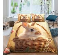 OTBSDNKZZ cute bunnySet Di Copripiumino ultra microfibra 3 Pezzi stampa 3D con cerniera spring illustration style copripiumino incluso federe aiosa ultra morbido for ragazze Super king（260x220cm）