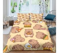 OTBSDNKZZ Cute capybaracopripiumino microfibra morbida 3 pezzi motivo 3D con cerniera kawaii food-themed design Set Di Copripiumino incluso federe aiosa morbida for ragazzi Super king（260x220cm）