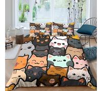 OTBSDNKZZ Cute cat facesSet Di Copripiumino microfibra 3 Pezzi stampa di 3D cerniera nascosta Cartoon animal collection copripiumino con federe traspirante ultra morbido for coppie Double（200x200cm）