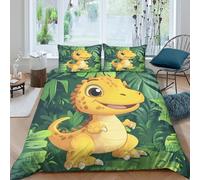 OTBSDNKZZ Cute DinosaurSet Di Copripiumino microfibra 3 pezzi motivo 3D con cerniera Cartoon Jungle copripiumino incluso federe aiosa ultra morbido for coppie King（220x240cm）