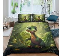 OTBSDNKZZ Cute dinosaurSet Di Copripiumino ultra microfibra 3 pezzi motivo 3D con cerniera Cartoon jungle scene copripiumino con federe traspirante ultra morbido for ragazze Super king（260x220cm）