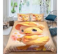 OTBSDNKZZ Cute ducklingcopripiumino 3 Pezzi stampa 3D cerniera nascosta Cartoon spring character Set Di Copripiumino con federe per cuscini traspirante for bambini e adolescenti Super king（260x220cm）