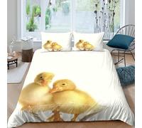 OTBSDNKZZ cute ducklingscopripiumino microfibra Set di 3 Pezzi stampa di 3D cerniera nascosta baby birds style Set Di Copripiumino con federe per cuscini traspirante for adulti Super king（260x220cm）