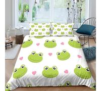 OTBSDNKZZ Cute frog facesSet Di Copripiumino morbida 3 Pezzi stampa 3D con cerniera Cartoon animal pattern copripiumino incluso federe aiosa for bambini adulti ragazzi Single（140x200cm）