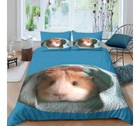 OTBSDNKZZ Cute guinea pigSet Di Copripiumino microfibra morbida 3 Pezzi stampa 3D con cerniera Pet cozy style copripiumino incluso federe aiosa ultra morbido for coppie Single（140x200cm）