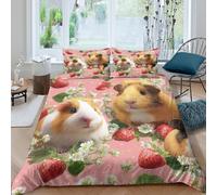 OTBSDNKZZ Cute guinea pigsSet Di Copripiumino morbida 3 Pezzi stampa 3D con cerniera Floral spring style copripiumino incluso federe aiosa for bambini adulti ragazzi Super king（260x220cm）