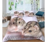 OTBSDNKZZ cute hamstersSet Di Copripiumino microfibra 3 Pezzi stampa di 3D cerniera nascosta small pets style copripiumino con federe traspirante ultra morbido for coppie Double（200x200cm）