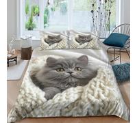 OTBSDNKZZ Cute kittenSet Di Copripiumino morbida 3 Pezzi stampa di 3D cerniera nascosta Cozy home decor style copripiumino incluso federe aiosa for bambini adulti ragazzi Super king（260x220cm）