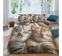 OTBSDNKZZ Cute kittensSet Di Copripiumino morbida 3 Pezzi stampa di 3D cerniera nascosta Sleeping pets style copripiumino con federa soffice for bambini adulti ragazzi Super king（260x220cm）