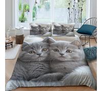 OTBSDNKZZ cute kittensSet Di Copripiumino ultra microfibra 3 Pezzi stampa 3D con cerniera fluffy baby cats copripiumino con federa soffice ultra morbido e traspirante for bambini Single（135x200cm）