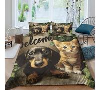 OTBSDNKZZ Cute petsSet Di Copripiumino morbida Set di 3 Pezzi stampa di 3D con cerniera Home decor style copripiumino con federa traspirante for bambini adulti ragazzi Single（135x200cm）