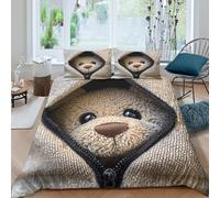 OTBSDNKZZ cute plush bearSet Di Copripiumino ultra microfibra 3 pezzi motivo 3D con cerniera soft toy design copripiumino con federe traspirante ultra morbido for coppie Double（200x200cm）