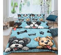 OTBSDNKZZ Cute puppy facesSet Di Copripiumino ultra microfibra 3 pezzi motivo 3D con cerniera Cartoon animal design copripiumino incluso federe aiosa ultra morbido for coppie Single（140x200cm）