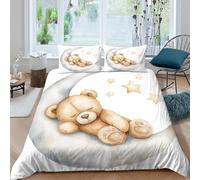 OTBSDNKZZ cute teddy bearcopripiumino microfibra morbida 3 Pezzi stampa di 3D con cerniera watercolor illust Set Di Copripiumino incluso federe aiosa morbida for adolescenti Super king（260x220cm）