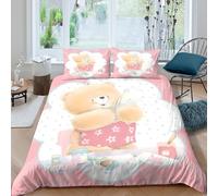 OTBSDNKZZ Cute teddy bearcopripiumino morbida microfibra 3 pezzi motivo 3D cerniera nascosta cartoon craft style Set Di Copripiumino con federe per cuscini soffice for adulti Super king（260x220cm）